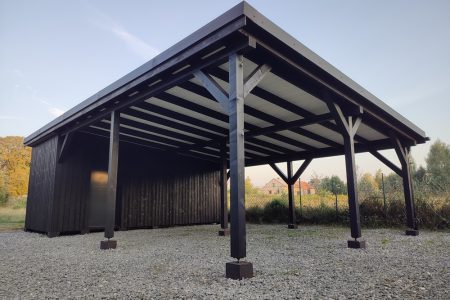 wiata drewniana zadaszenie na samochód Pracownia Stolarska Latzke