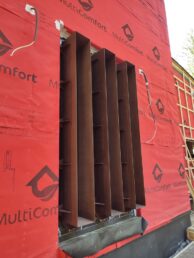 Corten blacha zardzewiała elewacja drewniana opalana dom jednorodzinny Pracownia Stolarska Latzke