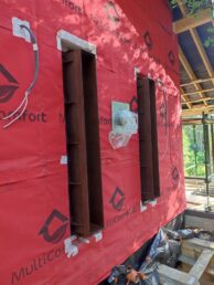 Corten blacha zardzewiała elewacja drewniana opalana dom jednorodzinny Pracownia Stolarska Latzke