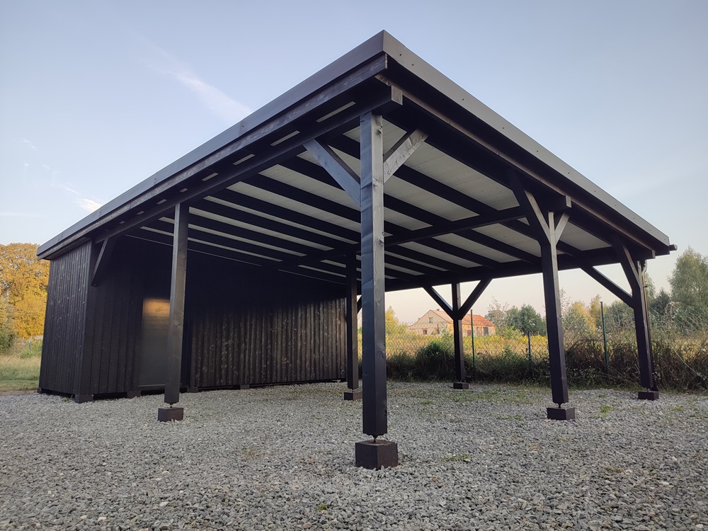 wiata drewniana zadaszenie na samochód Pracownia Stolarska Latzke
