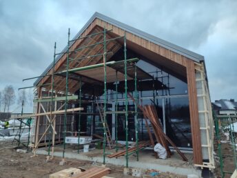 elewacja drewniana 3D thermodrewno thermo sosna montaż Pracowania Stolarska Latzke