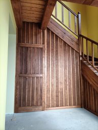 schody drewniane zabiegowe wewnętrzne stolarz Pracownia Stolarska Latzke