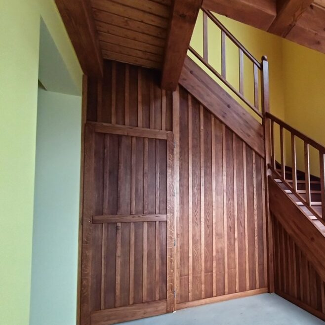 schody drewniane zabiegowe wewnętrzne stolarz Pracownia Stolarska Latzke