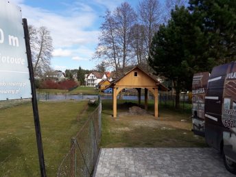 wiata drewniana na sprzęt sportowy wiata na kajaki nad rzeką Pracownia Stolarska Latzke