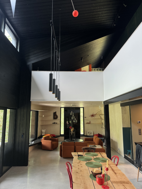 nietypowy dom architekt deska opalana elewacja boazeria zielony dach Latzke Pracownia Stolarska