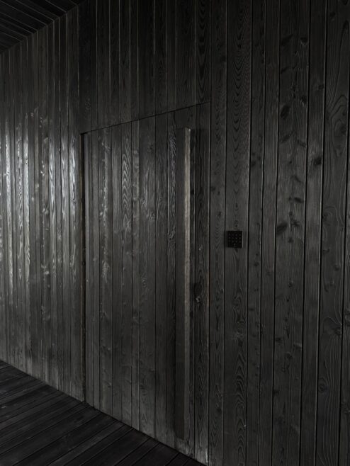 taras drewniany nowoczesny dom deska opalana na dachu elewacji Latzke