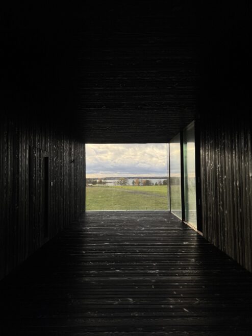 taras drewniany nowoczesny dom deska opalana na dachu elewacji Latzke